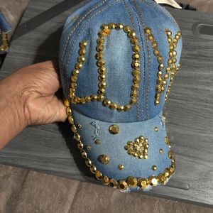 Customed G-BlinG Blue Jean Love Hats